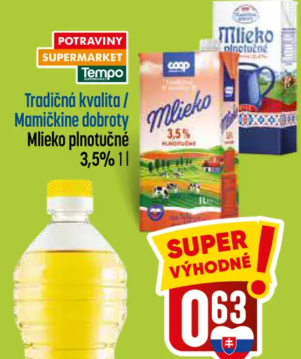 Tradičná kvalita Mamkine dobroty Mlieko plnotučné 3,5 %
