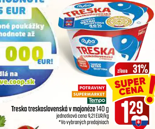 Ryba Treskoslovenská treska v majonéze