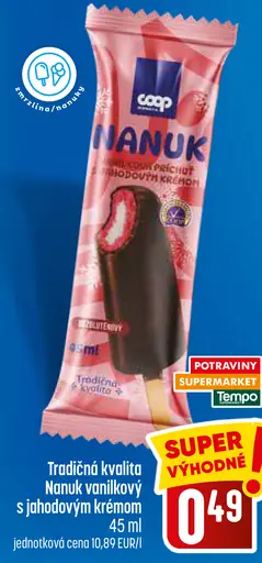 Coop Nanuk vanilkový s jahodovým krémom