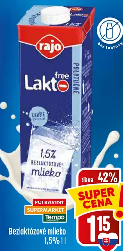 Rajo Lakto Free Brejky plnotučné bezlaktózové mlieko 3,5 %