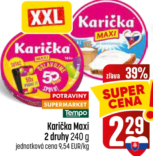 Karička Maxi tavený syr 2 druhy