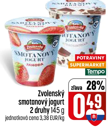 Zvolenský smotanový jogurt 2 druhy