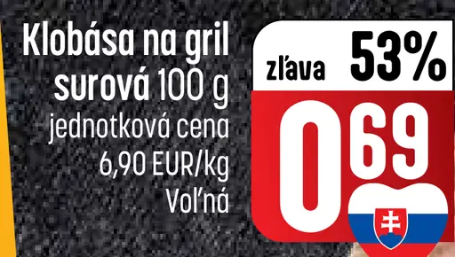 Tauris klobása na gril surová