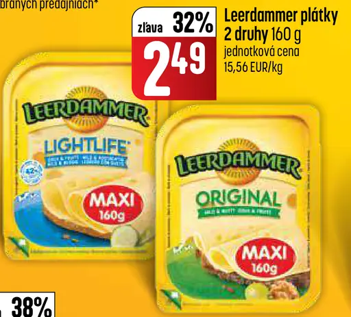 Leerdammer plátky 2 druhy