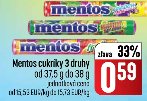 Mentos cukríky 3 druhy