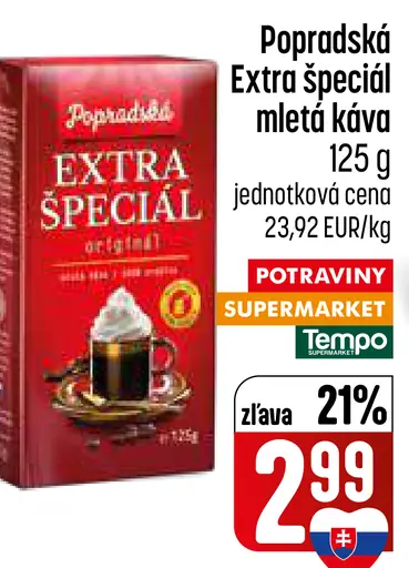 Popradská Extra špeciál originál mletá káva