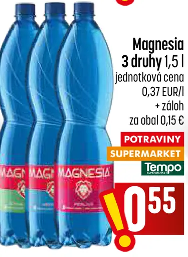 Magnesia minerálna voda rôzne druhy