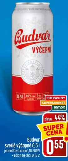 Budvar svetlé výčapné plechovka