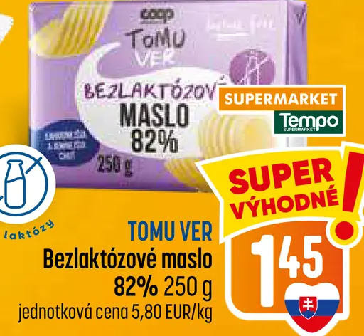 TOMU VER Bezlaktózové maslo 82%