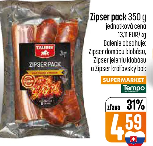 Tauris Zipser pack – Zipser domácu klobásu, Zipser jeleniu klobásu a Zipser kráľovský bok