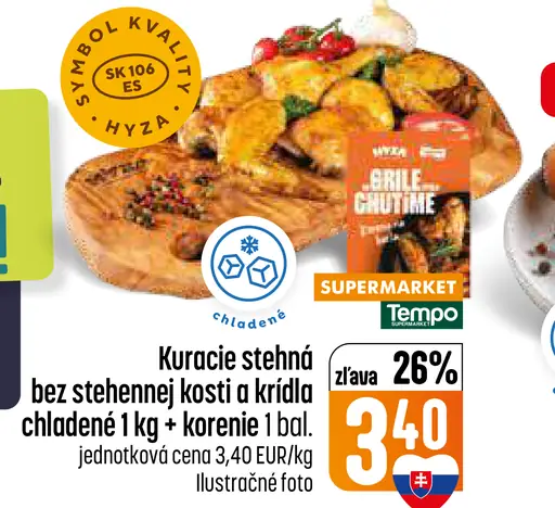 Kuracie stehná bez kosti a krídla chladené