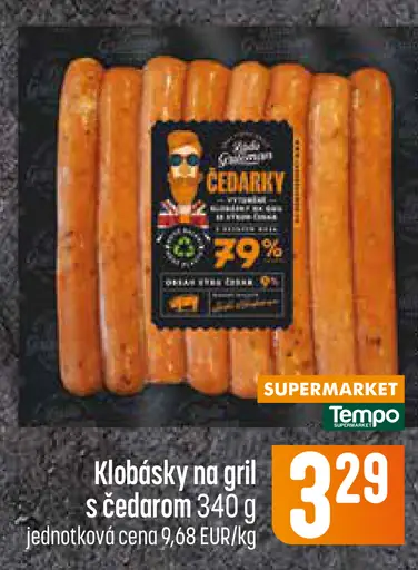 Klobásky na gril s čedarom