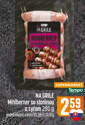 COOP Na grile miniberner so slaninou a syrom