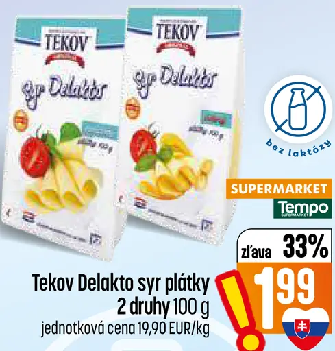 Tekov Delaktos syr plátky 2 druhy