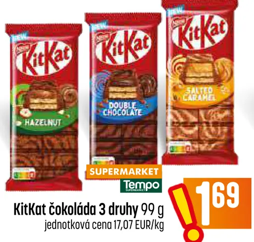 KitKat čokoláda – Hazelnut, Double Chocolate, Salted Caramel