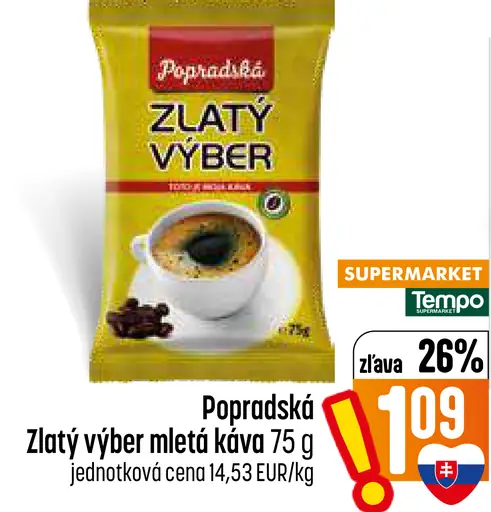 Popradská Zlatý výber pražená mletá káva