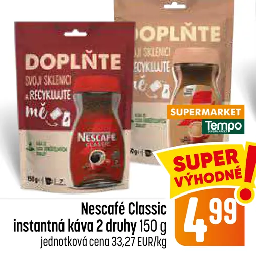 Nescafé Classic instantná káva 2 druhy