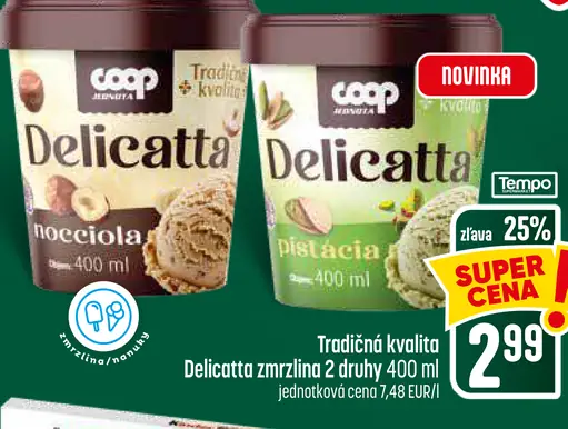 Delicatta zmrzlina – lieskový oriešok a pistácia
