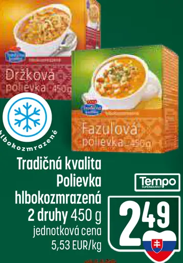 Tradičná kvalita polievka – 2 druhy, hlbokozmrazená