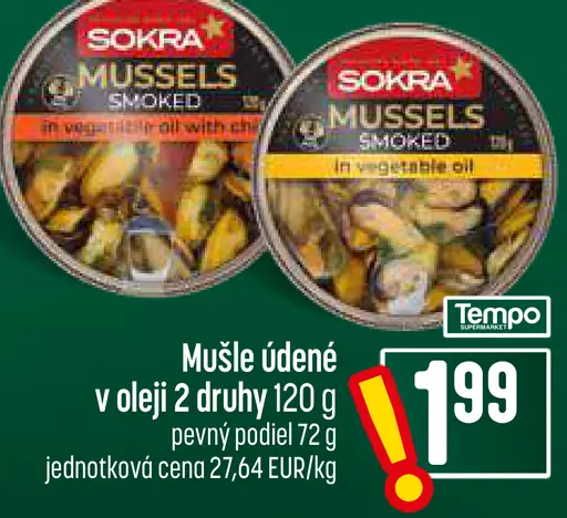 Sokra mušle údené v oleji – 2 druhy