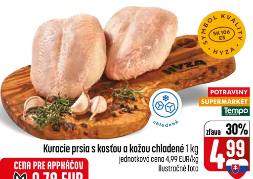 Kuracie prsia s kosťou a kožou chladené