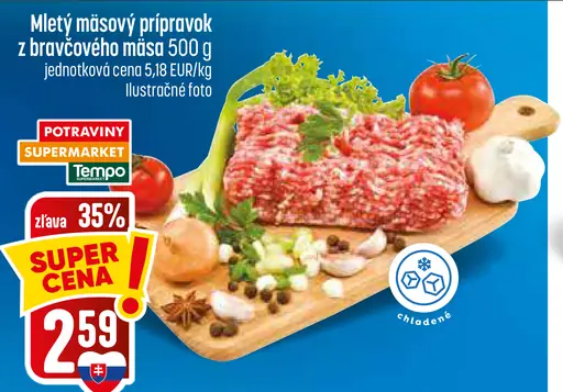 Mletý mäsový prípravok z bravčového mäsa