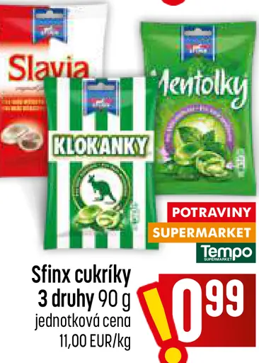 Sfinx cukríky 3 druhy