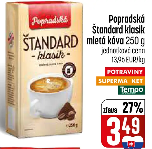 Popradská Štandard klasik mletá káva