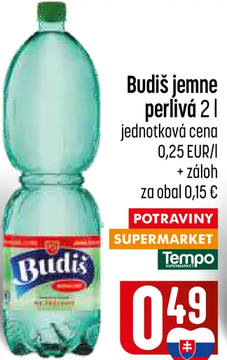 Budiš Prírodná minerálna voda jemne perlivá