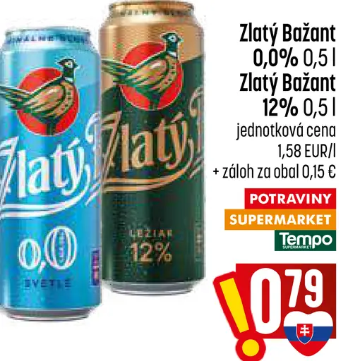 Zlatý Bažant 0,0% plechovka