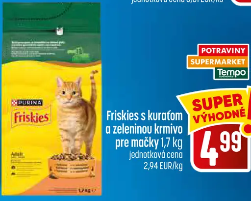 Purina Friskies krmivo s kuracím mäsom a zeleninou pre mačky