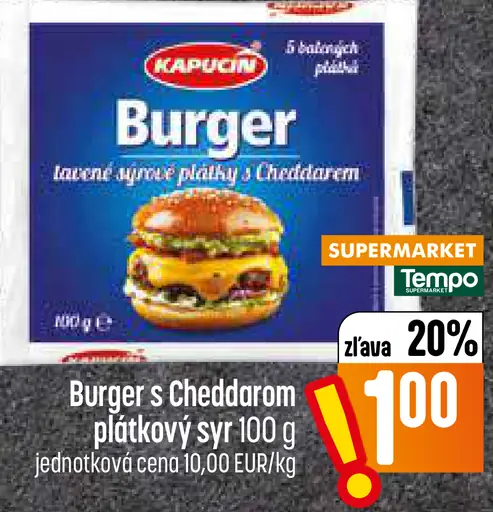 Kapucín Burger s Cheddarom plátkový syr