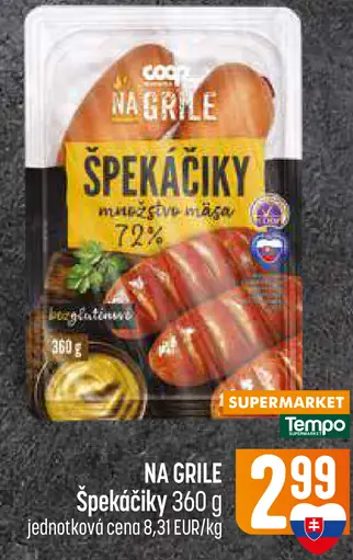 COOP Na grile Špekáčiky z mäsovej zmesi