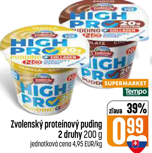 Zvolenský proteínový puding rôzne druhy