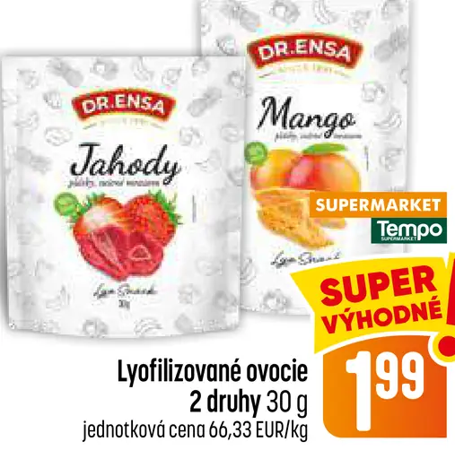 Lyofilizované ovocie – jahody a mango