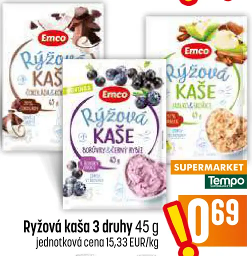 Ryžová kaša – kokos a čokoláda, čučoriedka a jogurt, jahoda a jogurt