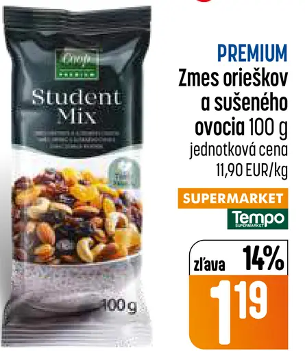 Premium zmes orieškov a sušeného ovocia Student Mix