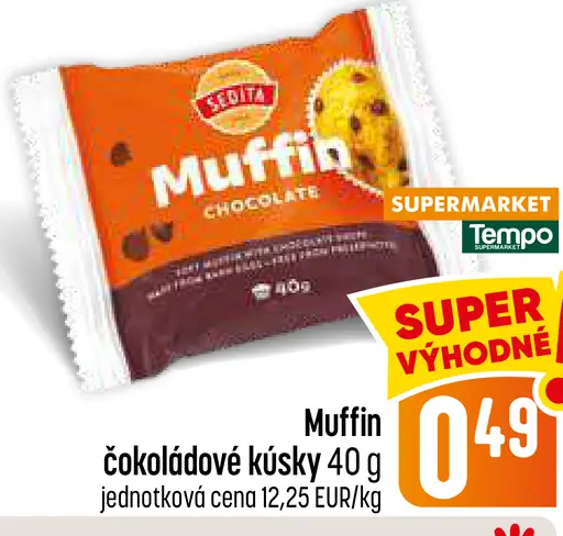 Muffin s čokoládovými kúskami