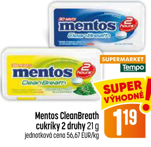 Mentos CleanBreath cukríky 2 druhy