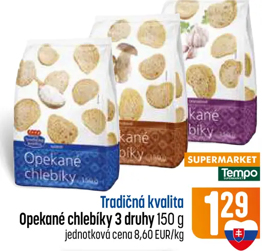 Coop Jednota tradičná kvalita opekané chlebíky, 3 druhy