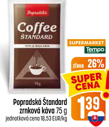 Popradská Coffee Štandard pražená zrnková káva