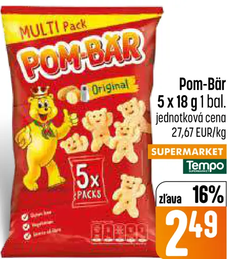 Pom-Bär Original slané zemiakové chrumky, multipack 5 × 18 g
