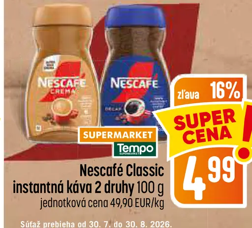 Nescafé Classic instantná káva 2 druhy