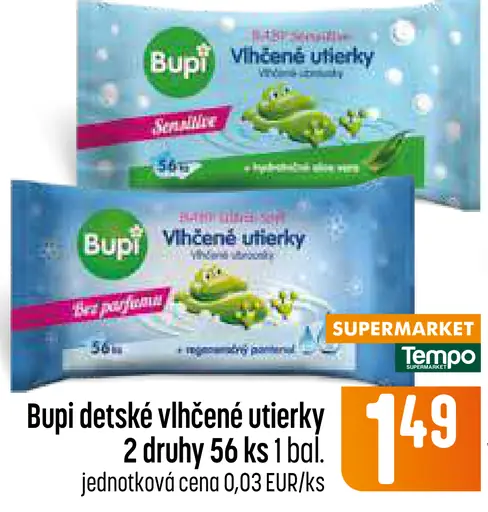 Bupi detské vlhčené utierky 2 druhy