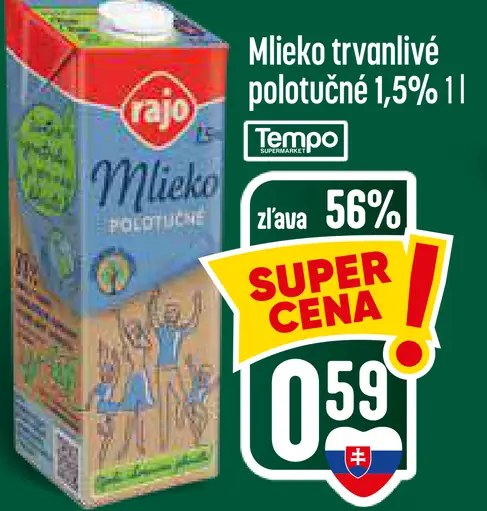 Rajo Mlieko polotučné 1,5%