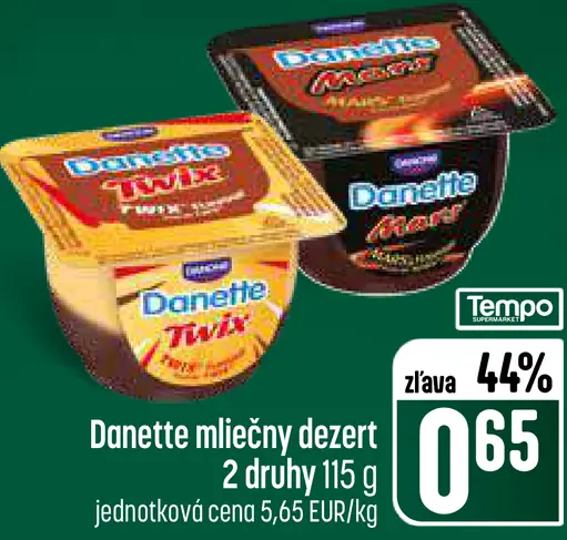 Danette mliečny dezert, 2 druhy