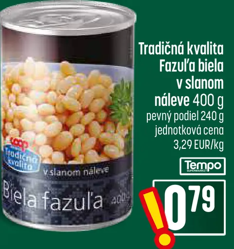 Tradičná kvalita biela fazuľa v slanom náleve