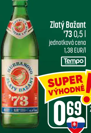Zlatý Bažant '73 pivo svetlý ležiak