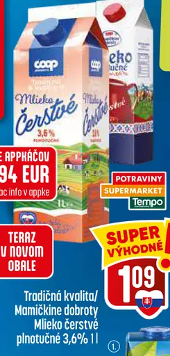 Mlieko čerstvé plnotučné