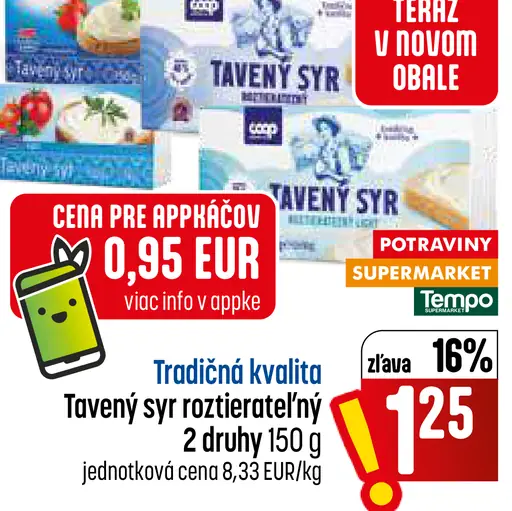 Tavený syr roztierateľný, 2 druhy